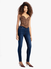 Sissy boy Womens Mid Waist Skinny Jeans In Dark Vintage