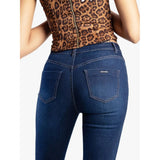 Sissy boy Womens Mid Waist Skinny Jeans In Dark Vintage