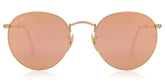 Ray-Ban Round Matte Gold Frame Rgld Mirror Lense