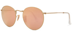 Ray-Ban Round Matte Gold Frame Rgld Mirror Lense