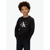 Calvin Klein Kids Unisex Ck Monogram Terry Sweatshirt In Black