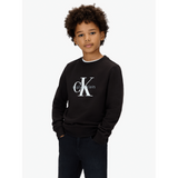 Calvin Klein Kids Unisex Ck Monogram Terry Sweatshirt In Black
