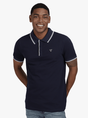 Guess Mens Tipped Core Polo Dark Blue