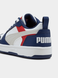 Puma Boys Rebound V6 Lo Jr Shoes In White and Blue