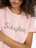 Sissy boy Womens Regular T-shirt With Black and Bling Detail In Pink