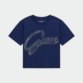 Guess Girls Crop Top T-shirt In Blue