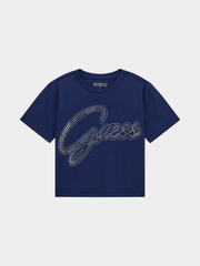 Guess Girls Crop Top T-shirt In Blue