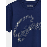 Guess Girls Crop Top T-shirt In Blue