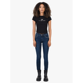 Sissy boy Womens Mid Waist Skinny Jeans With Front Stitch In Dark Vintage