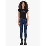 Sissy boy Womens Mid Waist Skinny Jeans With Front Stitch In Dark Vintage
