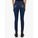 Sissy boy Womens Mid Waist Skinny Jeans With Front Stitch In Dark Vintage