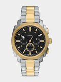 Fossil Mens Machine Multi Steel Rugg Watch In Gold & Silver