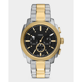 Fossil Mens Machine Multi Steel Rugg Watch In Gold & Silver
