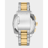 Fossil Mens Machine Multi Steel Rugg Watch In Gold & Silver