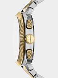 Fossil Mens Machine Multi Steel Rugg Watch In Gold & Silver