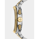 Fossil Mens Machine Multi Steel Rugg Watch In Gold & Silver