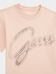 Guess Girls Crop Top T-shirt In Pink