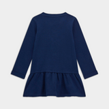 Guess Girls Long Sleeve Interlock Dress In Navy