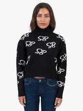 Sissy boy Womens Over Sized Polo Neck Knit Jersey In Black
