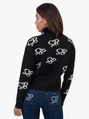 Sissy boy Womens Over Sized Polo Neck Knit Jersey In Black
