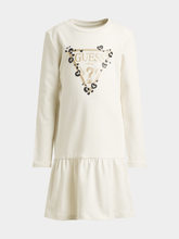 Guess Girls Long Sleeve Interlock Dress In Cream