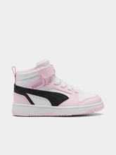 Puma Girls Rebound V6 Mid Sneakers In White And Pink