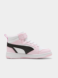 Puma Girls Rebound V6 Mid Sneakers In White And Pink