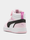 Puma Girls Rebound V6 Mid Sneakers In White And Pink
