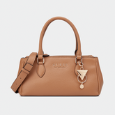 Guess Claudia Satchel Bag In Tan