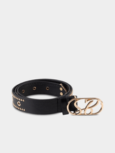 Sissy boy Womens Main Girl Stud Belt In Black And Gold
