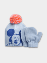 Baby Boys 2 Piece Beanie & Mitten Mickey Mouse Blue