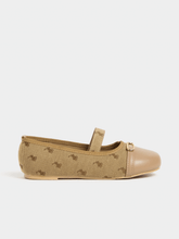 Polo Girld Jacquard Ballet Flat Shoes In Stone