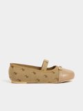 Polo Girld Jacquard Ballet Flat Shoes In Stone
