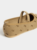 Polo Girld Jacquard Ballet Flat Shoes In Stone