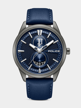 Police Mens Navy Leather Watch