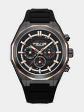 Police Mens Silicone Strap Watch In Black