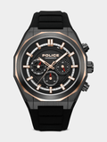 Police Mens Silicone Strap Watch In Black