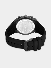 Police Mens Silicone Strap Watch In Black
