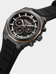 Police Mens Silicone Strap Watch In Black