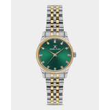 Daniel Klein Ladies Emerald Dial Watch Silver & Gold