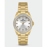 Daniel Klein Ladies Silver Dial Watch In Gold