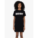 Sissy Boy Womens Boxy Dress With Texterd Branded T-Shirt Dress In Black