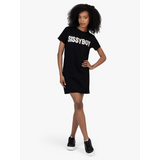 Sissy Boy Womens Boxy Dress With Texterd Branded T-Shirt Dress In Black
