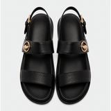 Polo 0078846 Ladies Leather Moulded Trim Sandals Black