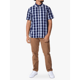 Jeep Mens Check Shirt In Navy & White