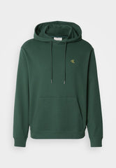 Calvin Klein Mens Terry Monogram Hoodie In Dark Green