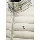 Calvin Klein Mens Long Sleeve Nylon Hooded Puffer Jacket In Fog