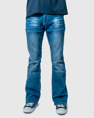Soviet Mens Hatton #6 Bootleg Jeans In Denim Blue