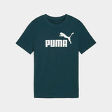 Puma Boys Essential No.1 Logo T-Shirt In Green Blue