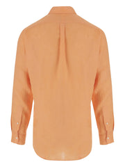 Polo Plain Linen Shirts For Men In Orange